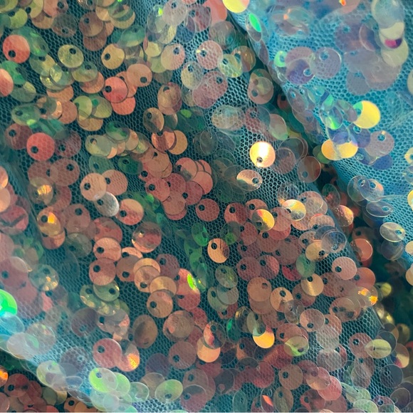 BRONX and BANCO Sky Blue Galaxy One Shoulder Sequin Mini Dress Large $650! - Picture 5 of 6